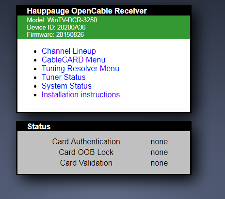 Step 3a: the WinTV-DCR Web Interfacee