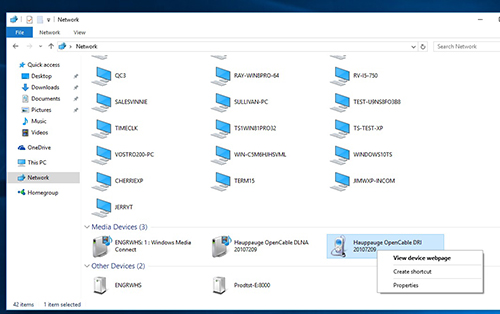 Step 3b: Hauppauge OpenCable in Network -> Media Devices